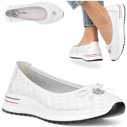 FILIPPO Oddychające Balerinki SKÓRZANE Letnie Obuwie Wsuwane Białe