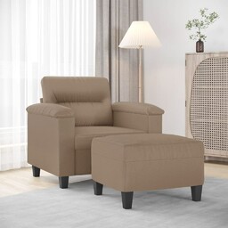 Fotel z podnóżkiem, kolor cappuccino, 60 cm, sztuczną