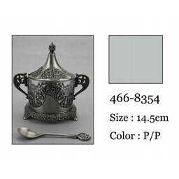 Stylowa Srebrna Cukiernica Metal Platerowany Cyna