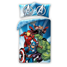 Halantex Pościel bawełniana 140x200 Avengers niebieska poszewka 70x90