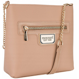 Torebka Listonoszka Monnari Beżowa Logo Kieszonki