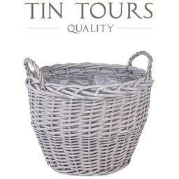 OKRĄGŁY KOSZ WIKLINOWY Z UCHWYTAMI NA KWIATY 42x42x33/38
