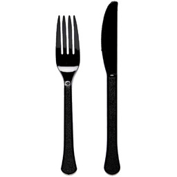 Sztućce plastikowe czarne - 24 szt.