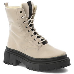 Wasak Beżowe Botki Skórzane Obuwie Damskie