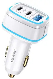 USAMS 2xUSB-C+1xUSB C24 105W Fast Charge Biały Ładowarka