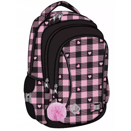 Plecak szkolny wielokomorowy Majewski biały, czarny, różowy. St.