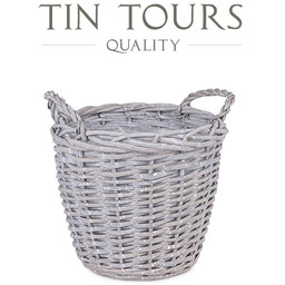 OKRĄGŁY KOSZ WIKLINOWY Z UCHWYTAMI NA KWIATY 29x29x25/30