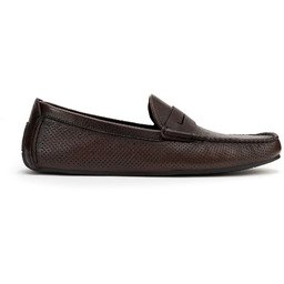 Męskie półbuty slip-on ze skóry brązowe