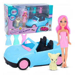 Kabriolet auto dla lalek + mała laleczka zwierzak