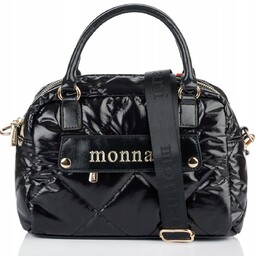 Torebka Damska Listonoszka MONNARI Pojemna KUFEREK Pikowana Lakierowana