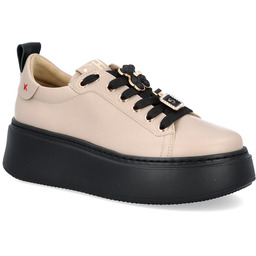 Sneakersy skórzane z ozdobami - CHEBELLO 4596 BEŻOWO-CZARNE