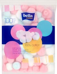 Bella Cotton, waciki kosmetyczne, kolorowe, 100 sztuk