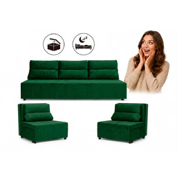 Zestaw wypoczynkowy sofa 3 kanapa fotele pudrowy róż