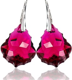 Kryształy Kolczyki Baroque Ruby Srebro
