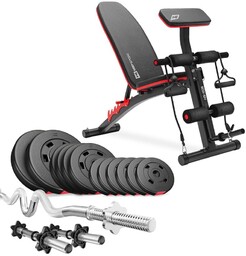 Hop-Sport, Zestaw kulturystyczny z ławką, Premium HS-1035, 36