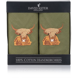 Chusteczki męskie haftowane Krowa Szkocka HR-45
