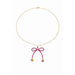 Pakamera Naszyjnik z rubinową kokardą złocone elementy