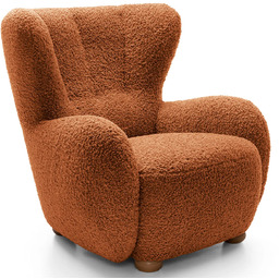 Edinos Premium Czerwony włochaty fotel uszak boucle L5-A79