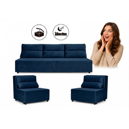Zestaw wypoczynkowy sofa 3 kanapa fotele pudrowy róż
