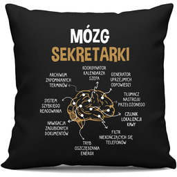 Mózg sekretarki - czarna poduszka na prezent