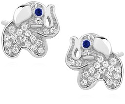 Eleganckie rodowane srebrne kolczyki celebrytki słonik słoń elephant