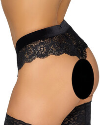 Cottelli Party - koronkowe stringi z łańcuszkami (czarne)