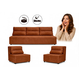 Zestaw wypoczynkowy sofa 3 kanapa fotele pudrowy róż