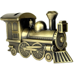 Skarbonka lokomotywa stare złoto na prezent