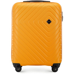 Walizka kabinowa z ABS-u z geometrycznym tłoczeniem pomarańczowa