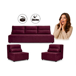 Zestaw wypoczynkowy sofa 3 kanapa fotele pudrowy róż