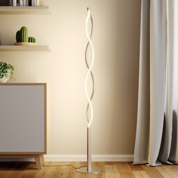 Lampa Podłogowa Lindby, Auron, ściemnialny, szary, salon, metal,