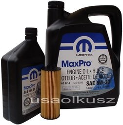 Olej MOPAR MaxPro 5W30 oraz oryginalny filtr Volkswagen