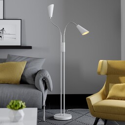 Lampa Podłogowa Lucande, Medira, biały, salon, metal, nowoczesny