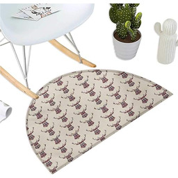 Color10 wycieraczka jeleń półokrągła z abstrakcyjnymi dzikimi kwiatami