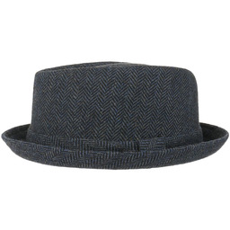 Diamond Crown Herringbone Wool Hat by Lipodo, czarno-niebieski,