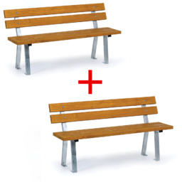 Ławka zewnętrzna WOODY z oparciem , ocynkowana, 1500