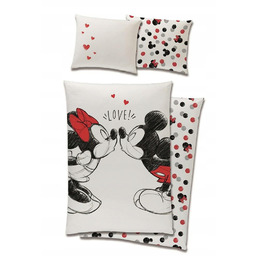 Pościel 140x200 Myszka Miki Mickey Mouse biala czarna