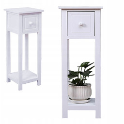 Szafka Nocna Szuflady Komoda Stolik Biała Retro