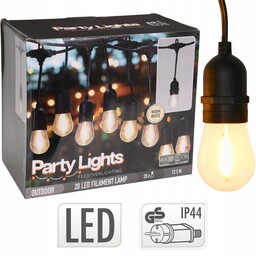 Zewnętrzne Lampki Ogrodowe Girlanda 20 ciepłych żarówek Led,