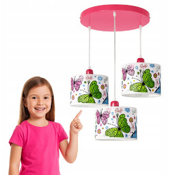 Lampa Wisząca Żyrandol Sufitowa Motyle Różowe Dziecięca Dziewczęca