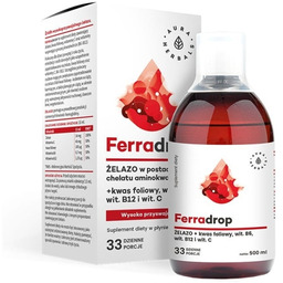 AURA HERBALS Ferradrop Żelazo + Kwas Foliowy -