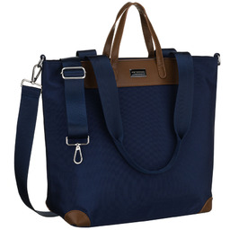 Duża, granatowa shopperka damska, jednokomorowa, zawieszona na uchwytach