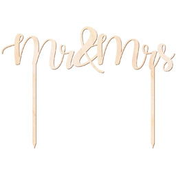 Topper drewniany na tort Mr & Mrs -