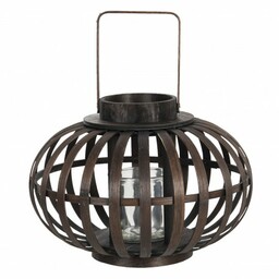 Drewniany Lampion Owalny Brązowy A Clayre & Eef