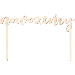 Topper drewniany na tort Nowożeńcy - 20 cm