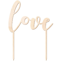 Topper drewniany na tort Love - 14 cm