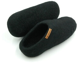 Feltiness, Paputy Czarne, kapcie wełniane 37-38 (24cm)