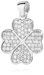 Elegancka rodowana srebrna zawieszka koniczyna koniczynka lucky cyrkonie