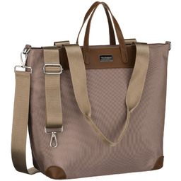 Beżowa shopperka damska na uchwytach i doczepianym pasku