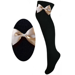Zakolanówki bawełniane czarne z kokardą Milusie